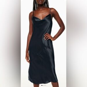 Babaton Shiny Black Satin Dress